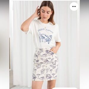 & Other Stories Safari Print Denim Skirt